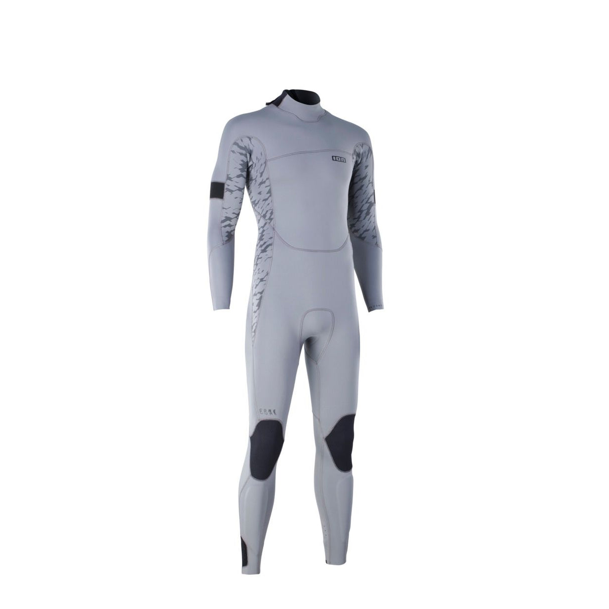 ION Seek Core 4/3 Back Zip Neoprenanzug grau-schwarz, Frontansicht, Ganzkörper-Wetsuit mit Rückreißverschluss