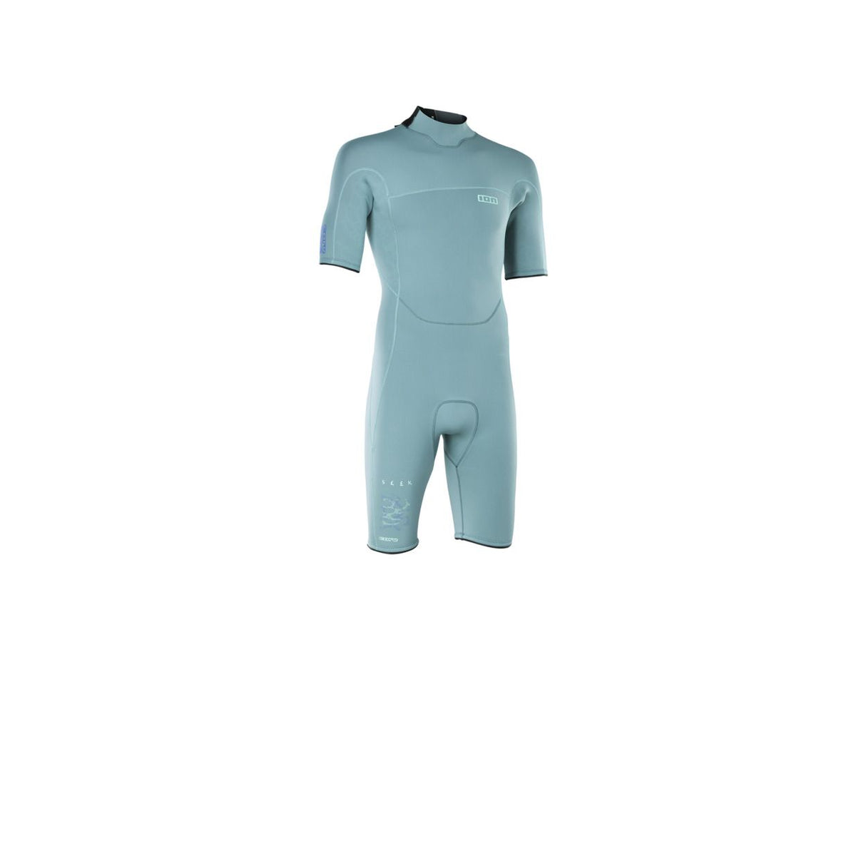 ION Seek Core 2/2 Shorty SS Back Zip Neoprenanzug in Blaugrün, Frontansicht