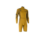 ION Seek Core 3/2 Shorty LS Front Zip Neoprenanzug Herren goldgelb mit gemustertem Design, Frontansicht