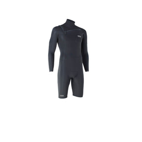 ION Seek Core 3/2 Shorty LS Front Zip Neoprenanzug für Herren in Schwarz, Frontalansicht