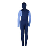 ION Capture 6/5 Hood Front Zip Neoprenanzug für Kinder in Dunkelblau und Hellblau, Rückansicht