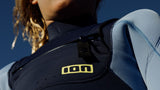 ION Capture 5/4 Front Zip Neoprenanzug Junior, dunkelblau-grau, Detailansicht Schulterbereich mit Frontreißverschluss