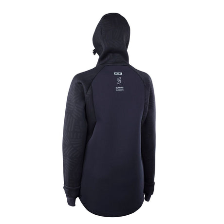 ION Neo Shelter Jacket 2024 in Dunkelblau mit Kapuze, Rückenansicht, Funktionsjacke mit durchgestepptem Ärmeln