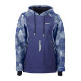 ION Neo Hoody Lite Women 2026 Neopren-Kapuzenjacke in Marineblau mit gemustertem Design, Frontalansicht