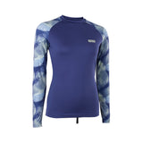 ION Lizz LS 2026 Damen Langarm-Neoprenshirt dunkelblau mit gemustertem Ärmel, Frontansicht
