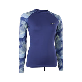 ION Lizz LS 2026 Damen Langarm-Neoprenshirt dunkelblau mit gemustertem Ärmel, Frontansicht