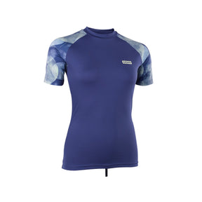 ION Rashguard Lizz Damen Kurzarm Navy Blau mit geometrischem Muster an den Schultern, Frontansicht