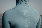 ION Rashguard Sun Pro LS Damen in Hellblau mit reflektivem Rückendruck, Rückansicht