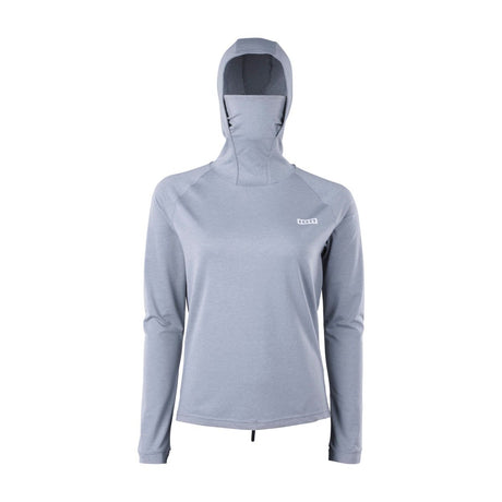 ION Storm Pro Wetshirt 2026 grau mit Kapuze, Frontansicht, langärmeliges Funktionsmaterial für Wassersport