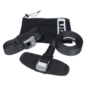 ION Roof Straps 2026 schwarze Befestigungsgurte mit Metallschnallen und Transporttasche, Frontansicht