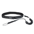 ION Wing SUP Leash Core Coiled Hip 2024, schwarzes Neopren-Hüftgurt-Leash mit spiralförmigem Kabel und Befestigungsschlaufe