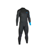 ION Base 4/3 Back Zip Junior Neoprenanzug in Schwarz mit blauem Einsatz, Frontansicht, Kindermodell