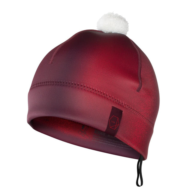 ION Neo Bommel Beanie 2026 Wintermütze in Bordeaux mit weißem Bommel, Frontalansicht