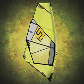 Patrik 4-Wave LTD Kiteboard in Neongelb mit schwarzen Kanten, Draufsicht, Kunststoff-Konstruktion mit geometrischem Design