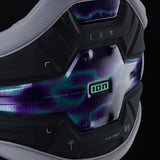 ION Collision Vest Element Side Zip 2026, schwarz mit lila-grünem Muster, Neopren-Prallschutzweste, Seitenreißverschluss, Detailansicht