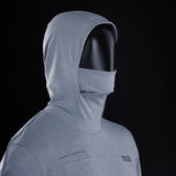 ION Collision Vest Element Side Zip 2026 grau mit Kapuze, Seitansicht auf schwarzem Hintergrund