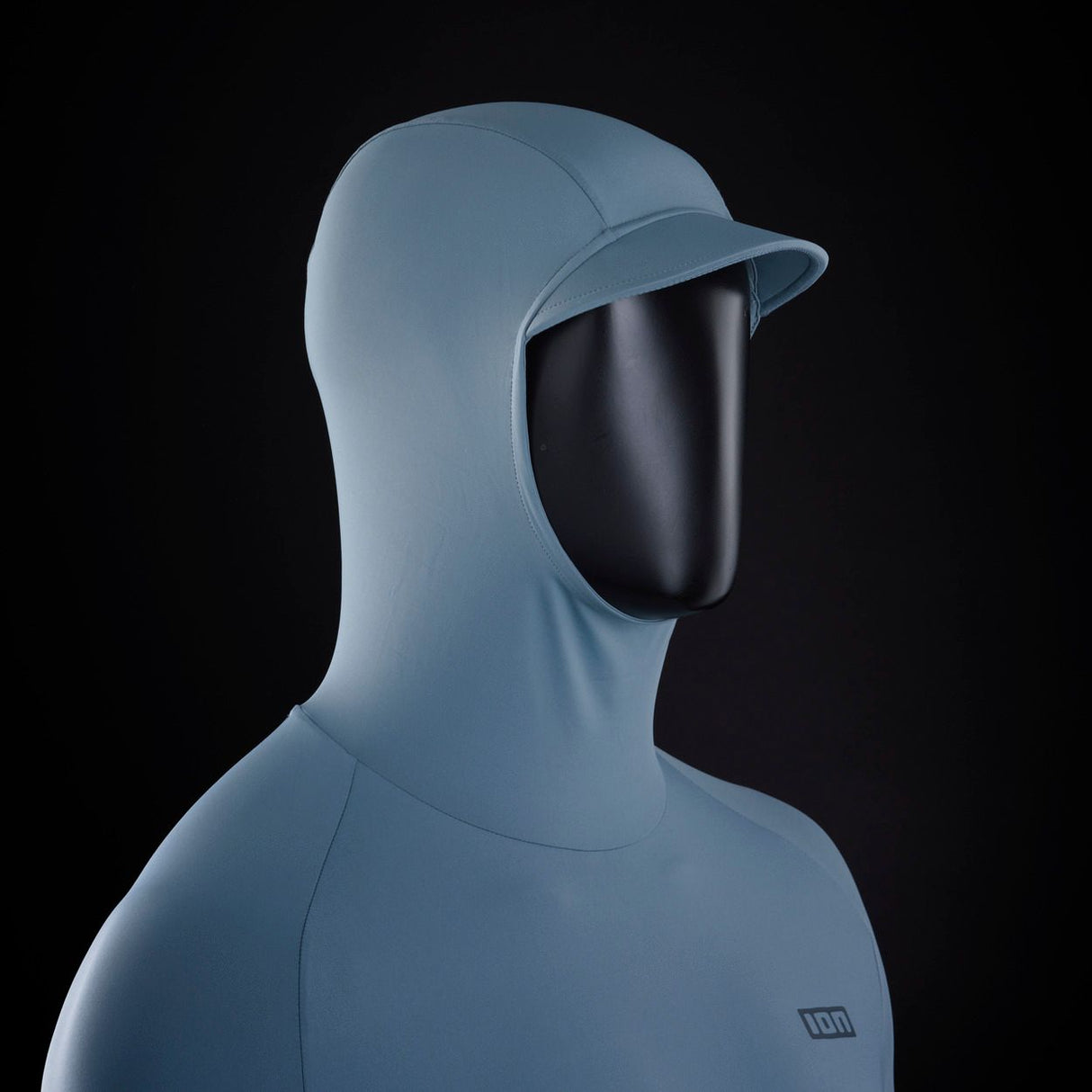 ION Collision Vest Element Side Zip 2026 in Blau, Schutzweste mit Seitenreißverschluss, Frontansicht auf Schaufensterpuppe