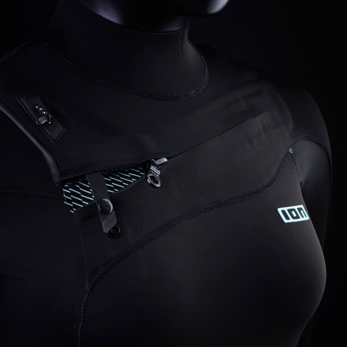 ION Collision Vest Element Side Zip 2026, schwarz, Neopren mit Seitenreißverschluss, Detailansicht