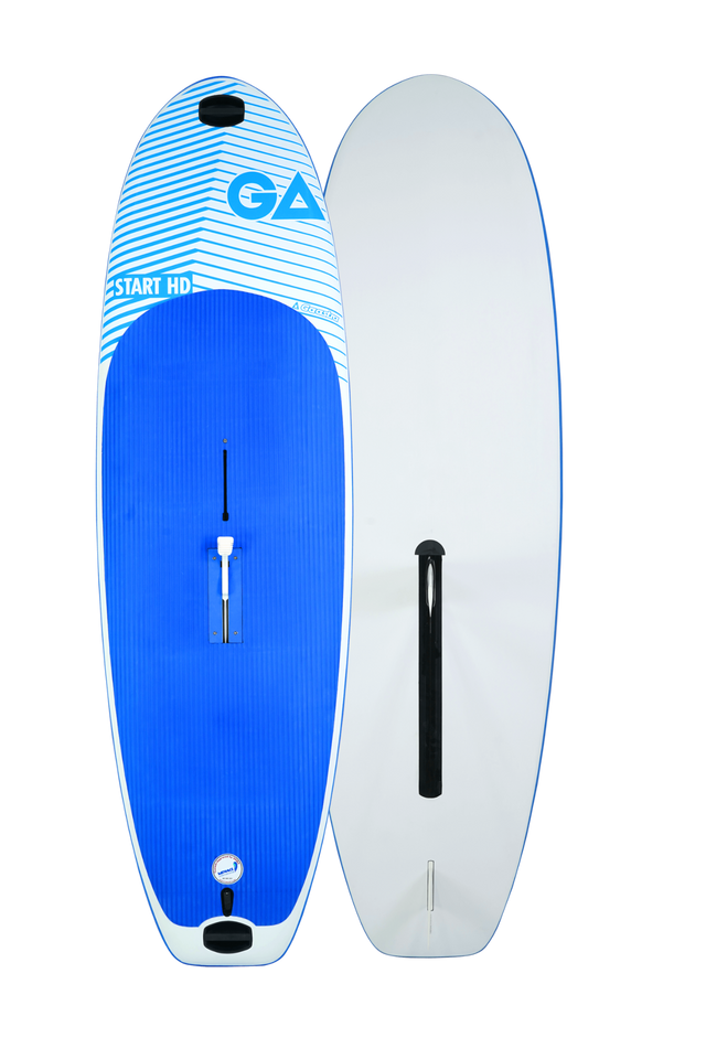 GA Start HD School Board 2026 SUP-Board, weiß-blau, Draufsicht und Unterseite, Allround-Paddleboard