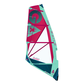 GA-Sails 2026 Manic Windsegel in Pink und Mint, Frontansicht mit geometrischem Design und Fenster