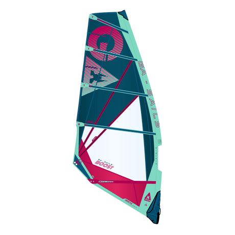 GA-Sails 2026 BOOST Windsegel in Mint-Grün, Pink und Dunkelblau mit grafischem Design, Frontalansicht