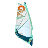 GA-Sails 2026 BOOST Windsegel in Weiß, Türkis und Orange mit orangem Logo, Frontansicht auf weißem Hintergrund