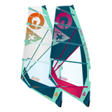 GA-Sails 2026 BOOST Windsurfegel Set, orange und pink mit Teal, Frontansicht zwei Segel nebeneinander