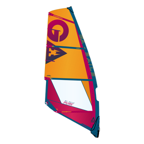 GA-Sails Pure 2026 Windsegel orange rot blau mit Logo und Markendetails, Frontalansicht