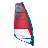 GA-Sails 2026 Hybrid HD Windsegel rot-weiß mit dunkelblauem Rahmen, Frontalansicht
