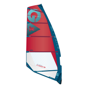 GA-Sails 2026 Hybrid HD Windsegel rot-weiß mit dunkelblauem Rahmen, Frontalansicht