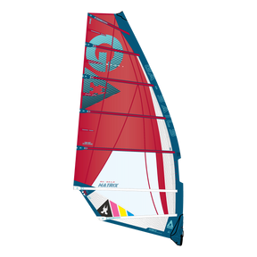 GA-Sails 2026 Matrix Windsegel Rot-Blau mit Mesh-Panelen, Frontalansicht