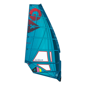 GA Sails Matrix ME LTD MTE 2025/26 Windsegel in Blau und Rot, Frontansicht mit Fenster und Designelementen