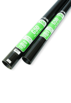 GA Masts 2026 50 SDM Windsurf-Mast schwarz mit grünem Label, Detailansicht von zwei Masten nebeneinander