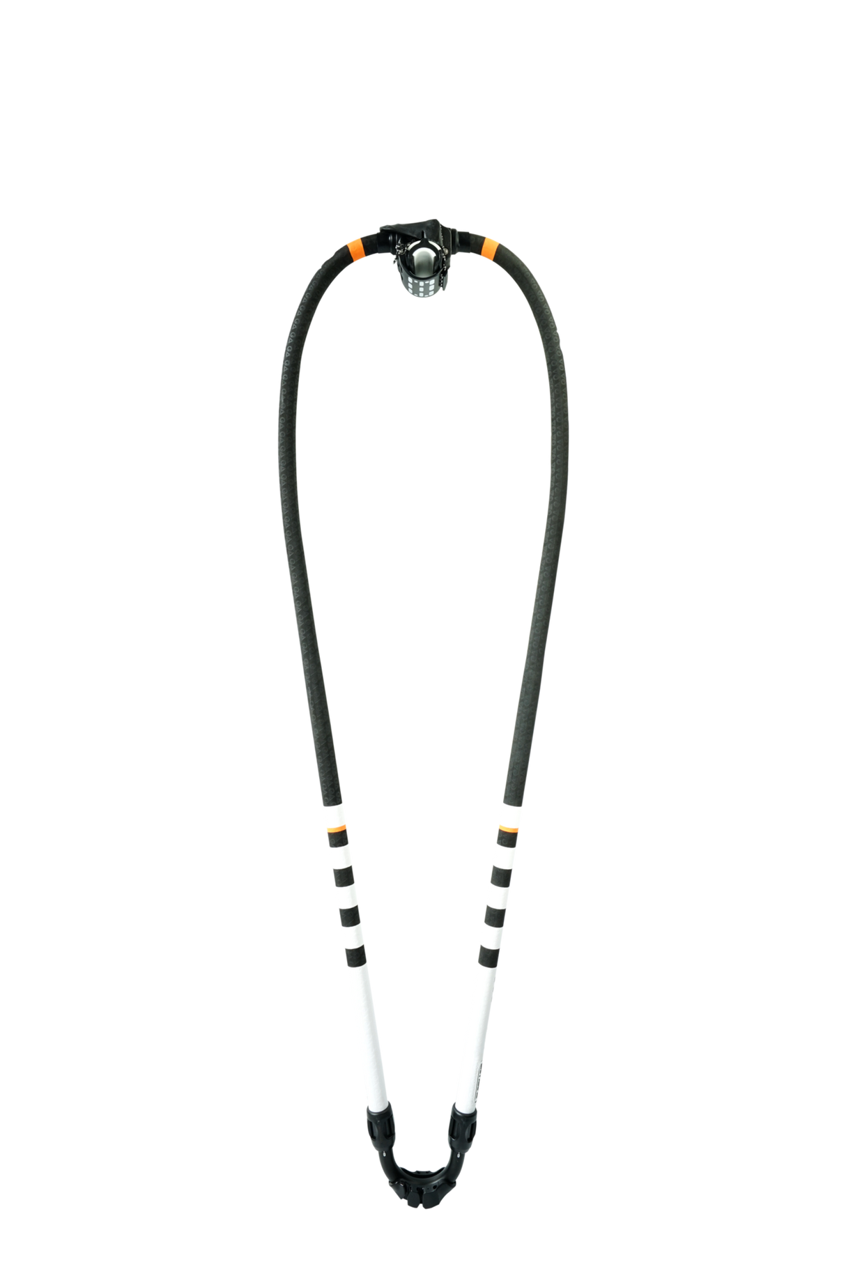 GA-Booms 2026 Black Line Mono Tapered Angelrute, schwarzes Monofilament mit konischen Spitzen und orangefarbenen Akzenten, Frontalansicht