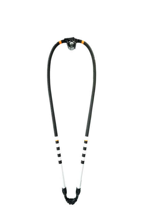 GA-Booms 2026 Black Line Mono Tapered Angelrute, schwarzes Monofilament mit konischen Spitzen und orangefarbenen Akzenten, Frontalansicht