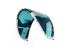 GA-Kites Spark 2026 Lenkdrachen, Türkis und Dunkelblau, Nylon, Frontalansicht mit Gestänge