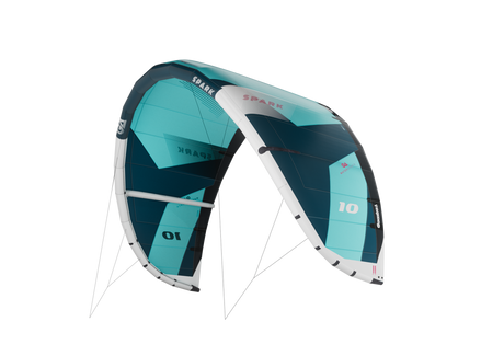 GA-Kites Spark 2026 Lenkdrachen, Türkis und Dunkelblau, Nylon, Frontalansicht mit Gestänge