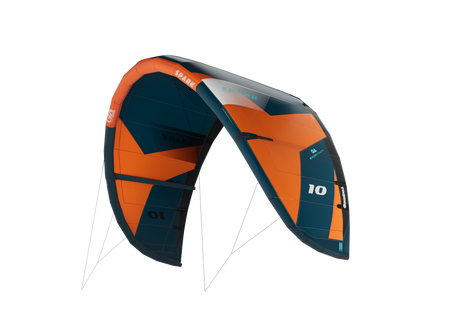 GA-Kites Spark 2026 Lenkdrachen orange-schwarz mit Streben und Leinen, Frontansicht