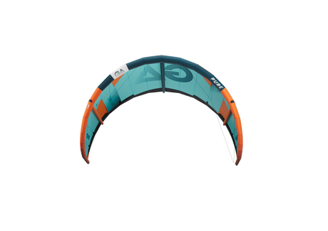 GA-Kites Pure 2026 Kitesurfing-Kite in Blau-Orange, Frontalansicht mit charakteristischem Bogendesign