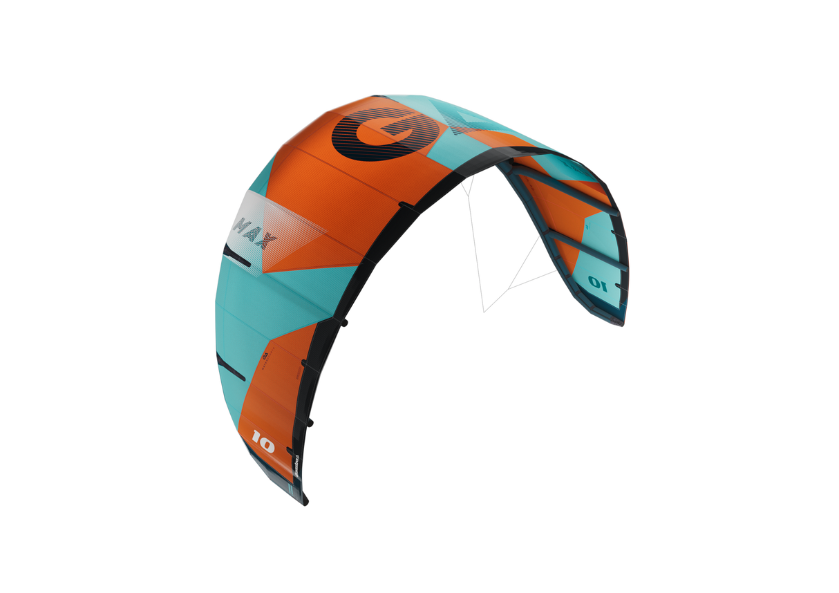 GA Kites MAX 2026 Lenkdrachen orange türkis Frontalansicht mit schwarzen Akzenten