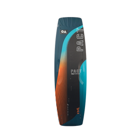 GA 2026 Kiteboard Pact Bd mit Farbverlauf von Blau über Orange zu Schwarz, Frontansicht
