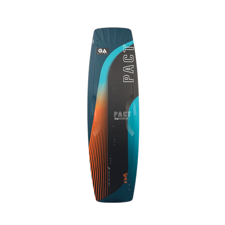 GA 2026 Kiteboard Pact Bd mit Farbverlauf von Blau über Orange zu Schwarz, Frontansicht