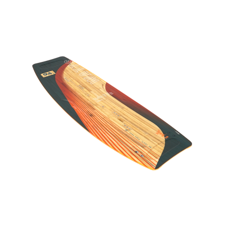 GA Kiteboard Watts Bd 2026 mit Holzoberfläche, schwarzen Kanten und rotem Design, Draufsicht
