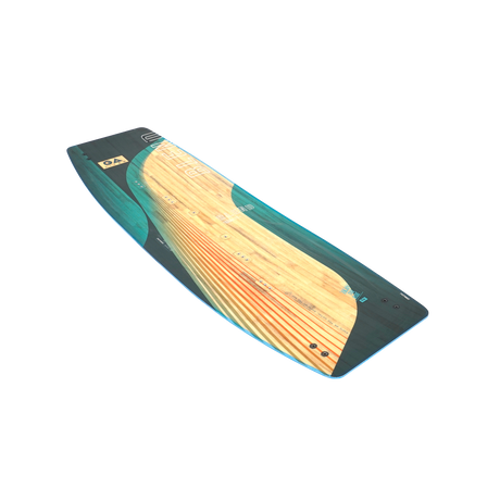GA 2026 Kiteboard Blend in Grün und Holz, Draufsicht, Wassersportboard mit strukturierter Oberfläche