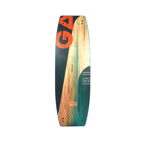 GA 2026 Kiteboard Blend Bd, Holz-Hybrid-Design, orange-blau-beige, Draufsicht