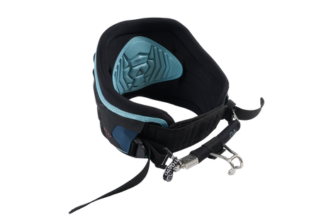 GA BEAT Waist Harness LTD 2026 schwarz-blau mit Polsterung, Frontansicht, Kitesurfing-Ausrüstung