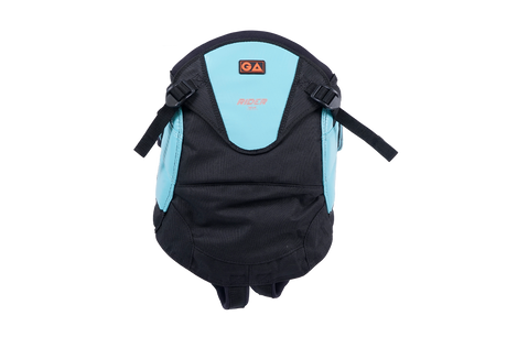 GA Rider Seat Harness 2026, Schwarz-Blau, Sitzgurt mit Schulterträgern, Draufsicht