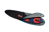 GA Windsurf Light Board Bag 2026, schwarz-rot, geöffnet mit Schutzmaterial, seitliche Ansicht