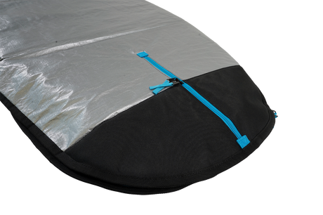 GA Windsurf Light Board Bag 2026, grau-schwarz mit blauen Verschlussgurten, Transporttasche für Windsurfboards, Detailansicht