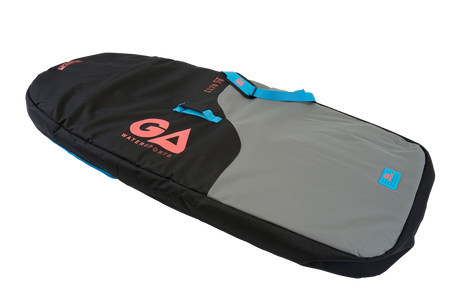 GA 2026 Wing Board Bag Sidewall in Schwarz und Grau mit blauem Reißverschluss, Seitansicht